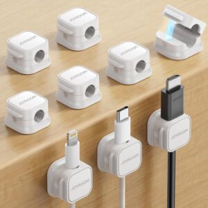 9 Pack Magnetic Cable Clips [Cable Smooth Adjustable] Cord Holder, Under Desk Cable Management, JOYROOM Adhesive Wire Holder Keeper Organizer for Home Office Desk Phone Car Wall...