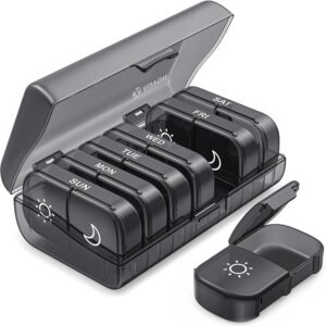 AUVON XL Weekly Pill Organizer 2 Times a Day, AM PM Pill Case with One-Side Large Opening for Easy to Use, Pill Box 7 Day Travel Medication Organizer for Medications, Vitamins,...