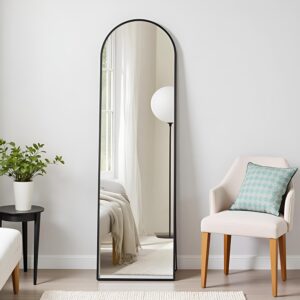 DUMOS Arched Full Length Mirror with Stand Floor Standing Aluminum Frame for Bedroom Body Hanging Leaning Modern Simple Home Decor Shatter-Proorf Nano Glass Wall Cloakroom...