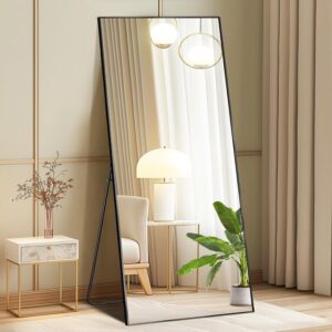 DUMOS Full Length Mirror with Stand, 56"x21" Floor Mirror with Aluminum Alloy Frame for Bedroom, Standing Full Body Mirror with Shatter-proorf Nano Glass for Wall, Living Room,...