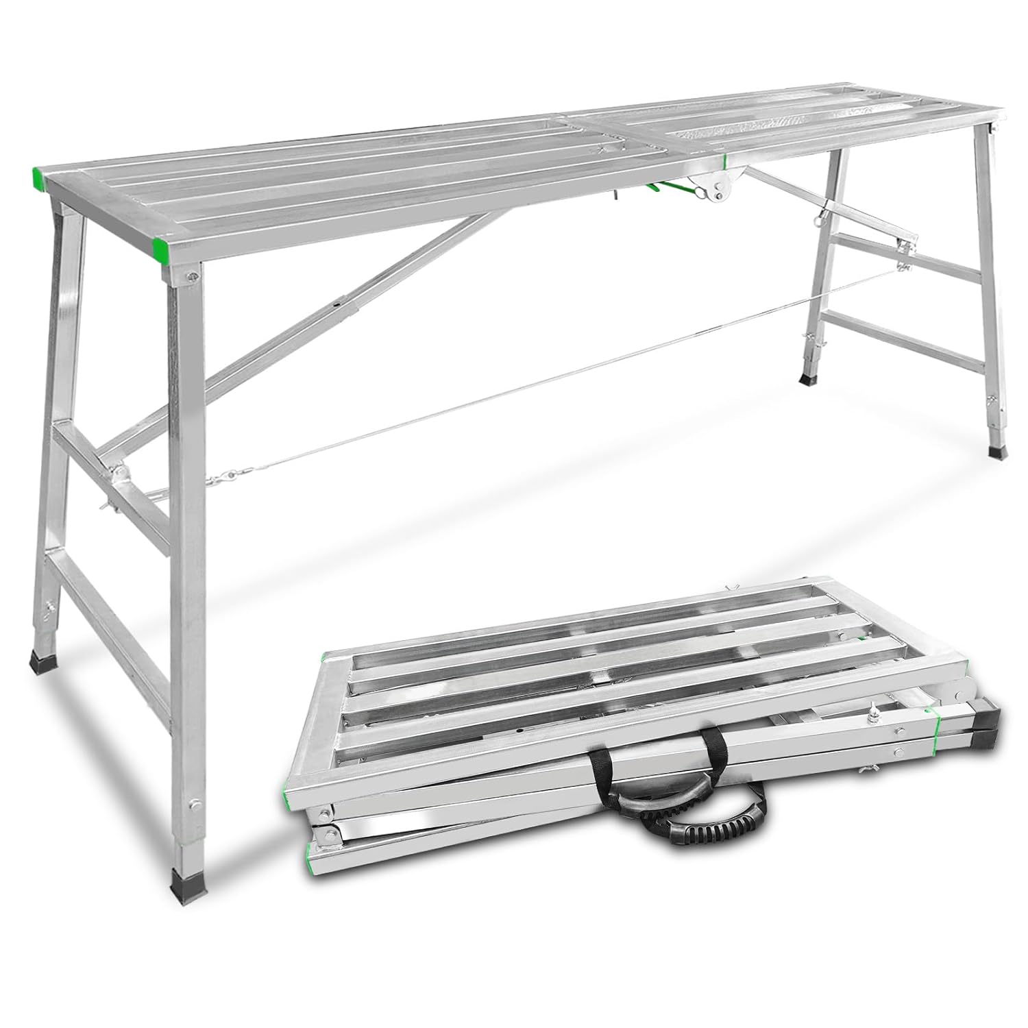 Fanmoss Folding 70 x 15" Scaffolding Platform, Max Load 800LBS Capacity, 35-55" Adjustable Height Work Platform Ideal for Home Improvement, Drywall Painting