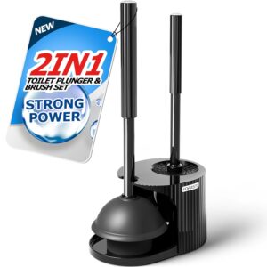 FORASTO 2 in 1 Toilet Plunger and Brush Set，Extended Handle Plunger，Toilet Bowl Brush Plunger Set, Bathroom Cleaning Tools ，Toilet Brush Plunger Combo，Cleaning Brush，Bathroom...