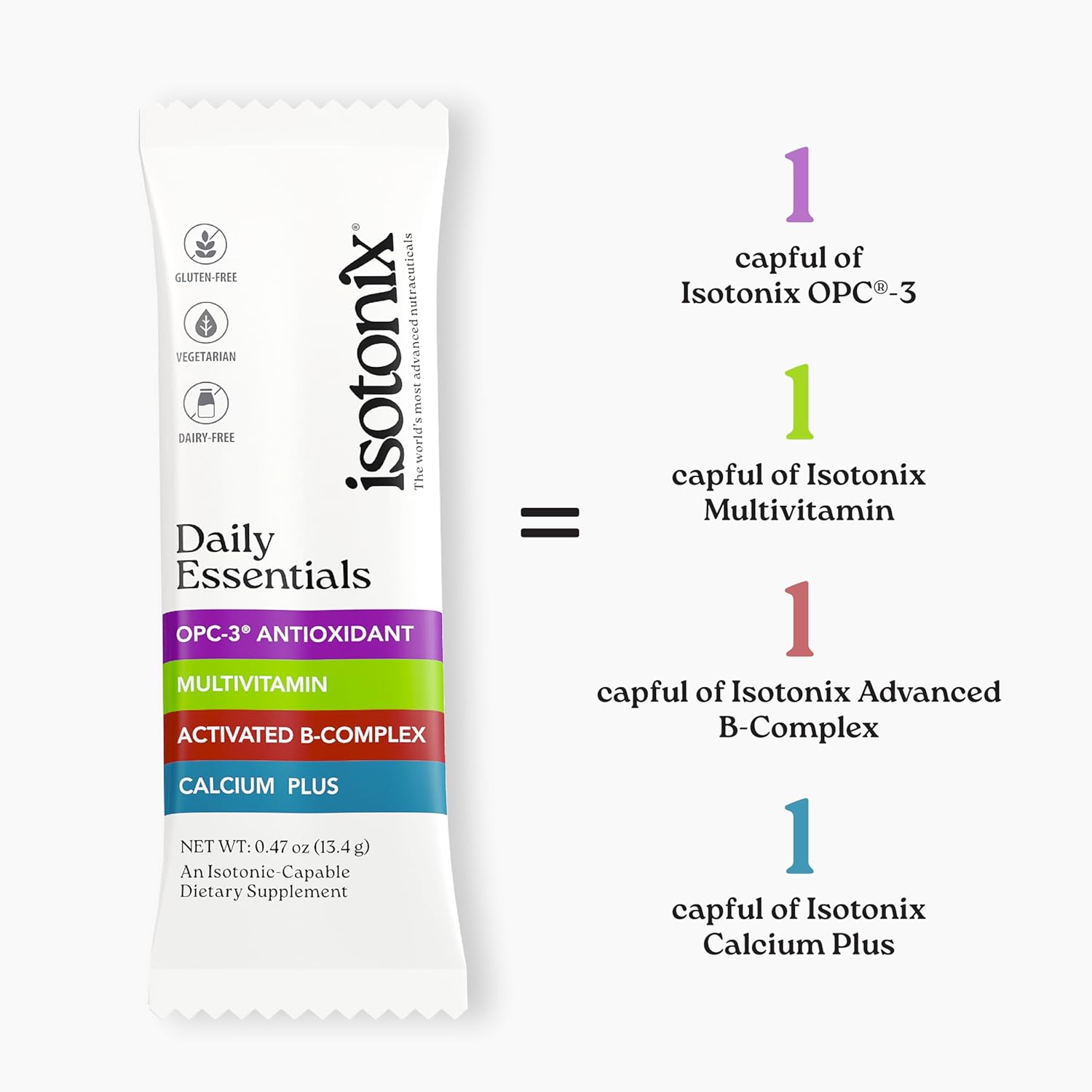 Isotonix® Daily Essentials Multivitamin Powder Packets – 4-in-1 Formula with Multivitamin, Activated B-Complex, Calcium Plus & OPC-3 with Pycnogenol® – Isotonic Delivery –...