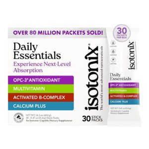 Isotonix® Daily Essentials Multivitamin Powder Packets – 4-in-1 Formula with Multivitamin, Activated B-Complex, Calcium Plus & OPC-3 with Pycnogenol® – Isotonic Delivery –...