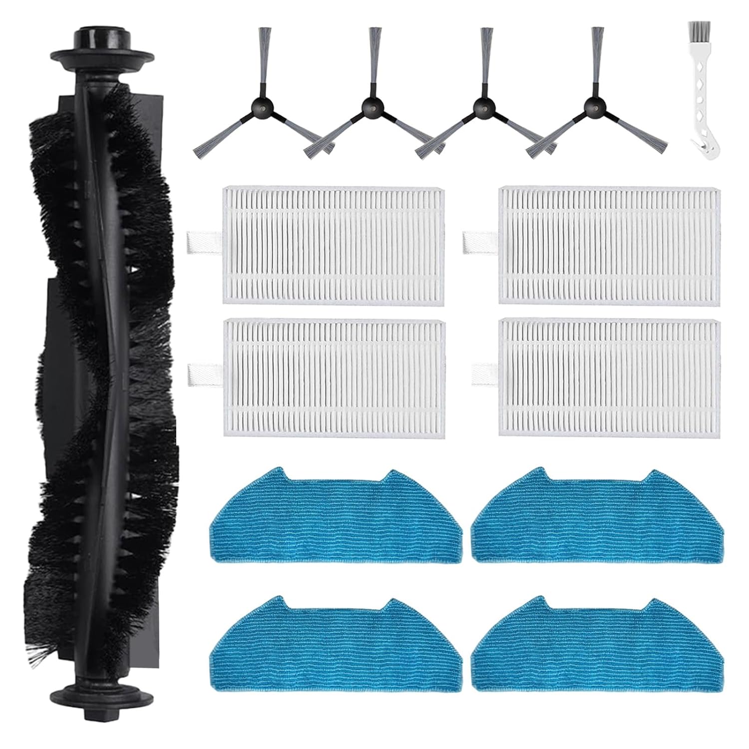 Loszaral 14Pcs Dustin/Ultravision Replacement Parts for bObsweep Dustin/Ultravisio-n/Ultravision Pet Robotic Vacuum, Includes 1 Main Brush, 4 Side Brushes, 4 Filters, 4 Mop Pads...