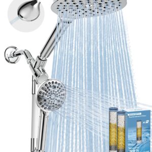 MakeFit Dual Filtered Rain Shower Head Combo, Handheld Shower Head with Adjustable Bar - Rainfall Shower Head And Showerhead with Filter for Hard Water - Removes Chlorine