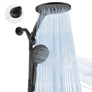 MakeFit Dual Handheld Shower Head Combo, 2-in-1 Rain Shower Heads System 8 Inch Rainfall Shower Head and 10 Modes High Pressure Hand Held Showerhead with Built-in Power Wash
