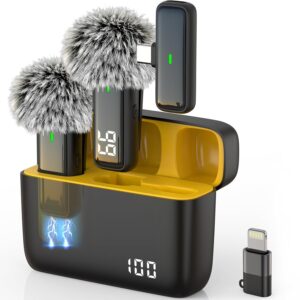 NPTCL Wireless Microphone for iPhone Android Lav Mic USB C Lavalier Microphone Type C Lapel Mic for iPhone 15/16 iPad Video Recording Vlog TikTok - 24H Charging Case Noise...