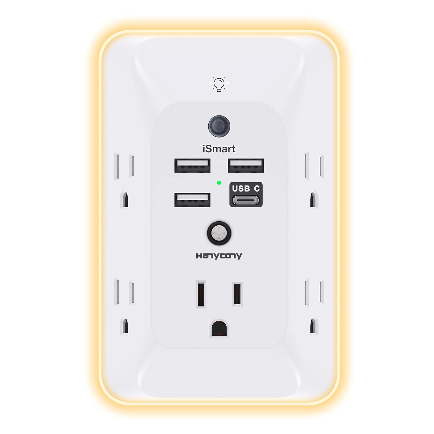 Outlet Extender with Night Light, HANYCONY Multi Plug Outlet, USB Wall Charger Surge Protector 4 USB Ports(1 USB C), Power Strip Electrical Outlet Splitter Expander for Home...