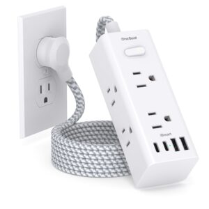 Power Strip Surge Protector - One Beat 6 Widely Outlets with 4 USB Ports (2 USB C), 5 Ft Extension Cord Flat Plug, Wall Mount Outlet Extender Small Power Strip for Travel Home...
