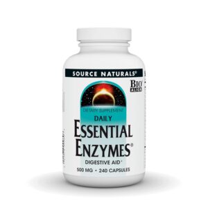 Source Naturals Essential Enzymes 500mg Bio-Aligned Multiple Enzyme Supplement Herbal Defense for Digestion, Gas, Constipation & Bloating Relief - Supports Immune System - 240...