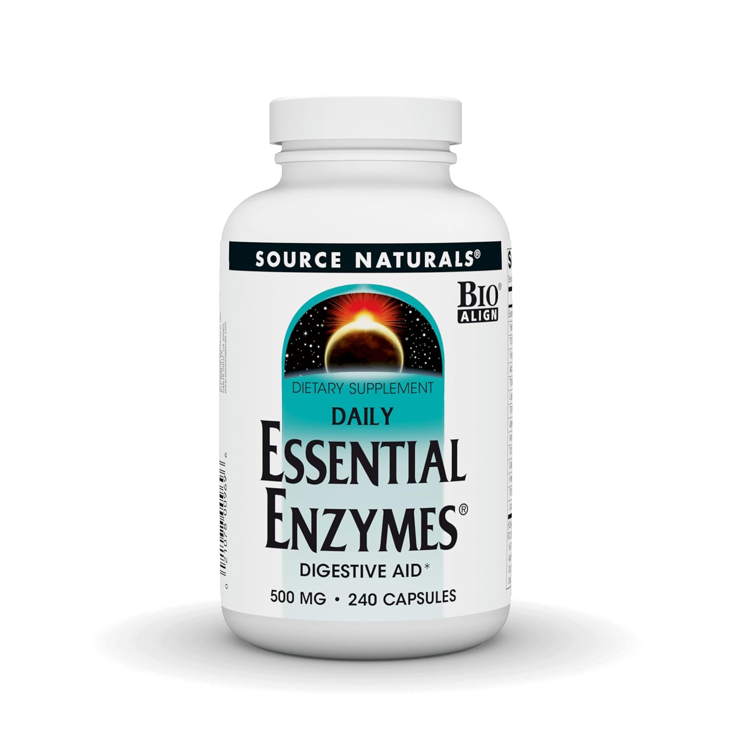 Source Naturals Essential Enzymes 500mg Bio-Aligned Multiple Enzyme Supplement Herbal Defense for Digestion, Gas, Constipation & Bloating Relief - Supports Immune System - 240...