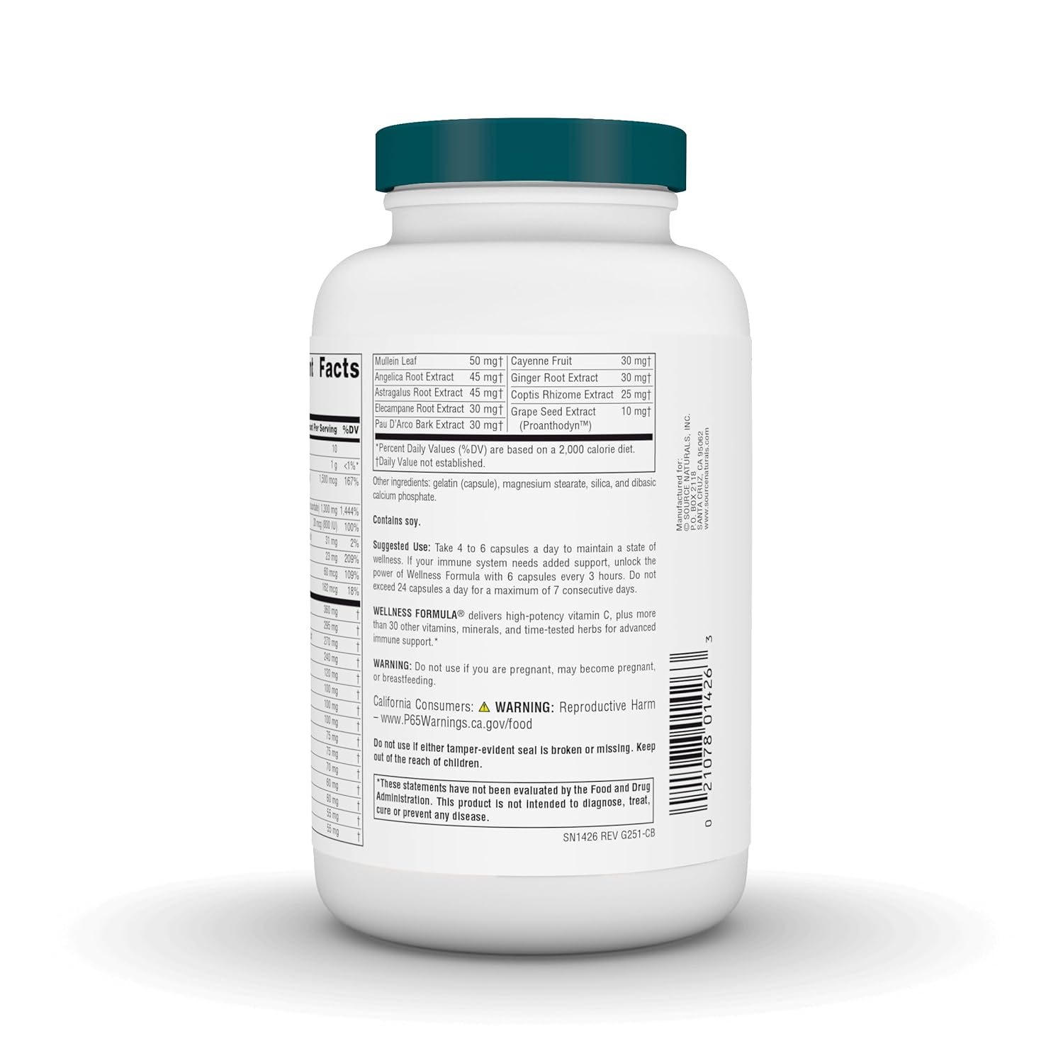 Source Naturals Wellness Formula Bio-Aligned Vitamins & Herbal Defense Advanced Immune Support* - Dietary Supplement & Immunity Booster - 240 Capsules