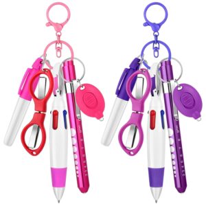 12 pcs Nurse Pen Set Two Colors Pink Purple Include Permanent Marker Pen Pen Lights for Nurses Retractable Ballpoint Pen Nursing Keychain Clip Foldable Scissors LED Flashlight...