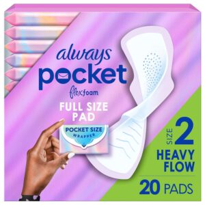 Always Pocket Flexfoam Pads, Size 2, Heavy, with Wings, 20 Count