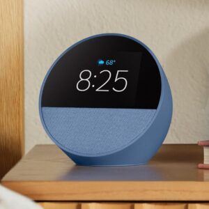 Amazon Echo Spot (newest model), Great for nightstands, offices and kitchens, Smart alarm clock, Designed for Alexa+, Ocean Blue