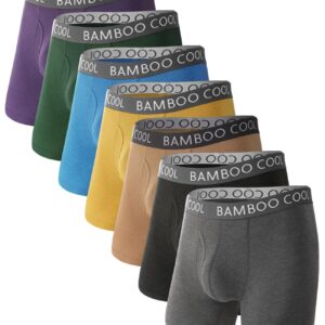 BAMBOO COOL Men's Ultra ComfortSoft Underwear, Moisture Wicking & Breathable No Ride Up Boxer Briefs with Fly, Multipack