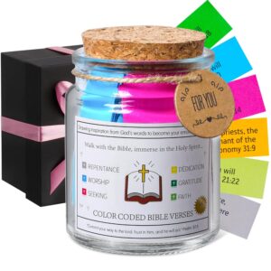 Bible Verse Jar, Christian Gifts for Women, Men, Birthday & Christmas Gifts For Women Teens Mom Friends, Inspirational Scripture Jar With 96 Bible Verse & 48-inch Ribbon Bow