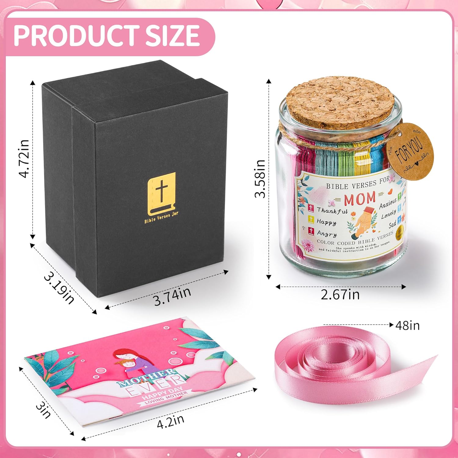 Bible Verse Jar for Mom, Bible Verses in A Jar for Emotional Support and Inspiration,Birthday Gift for Mom,Christian Gift for Women,Christmas Gifts for Women,Prayer Cards With a...