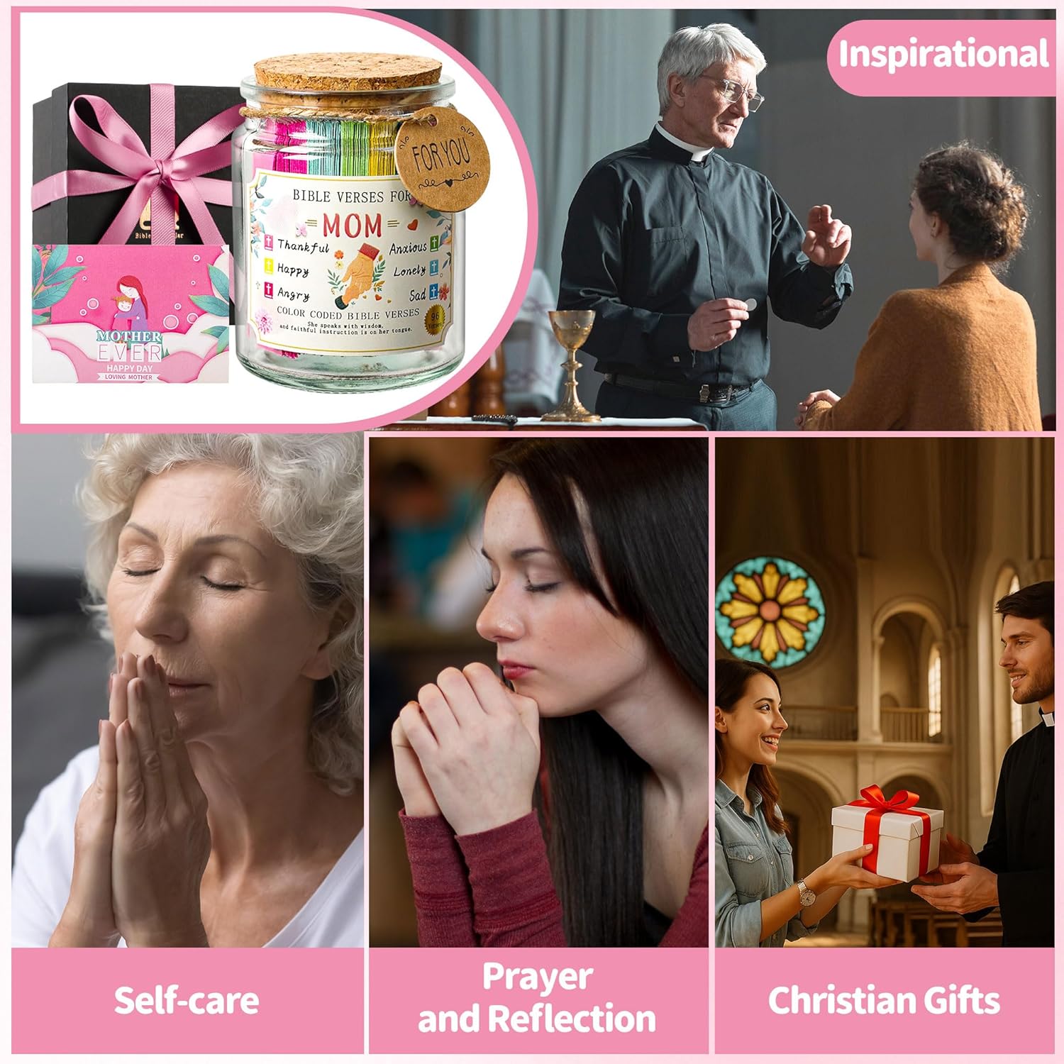 Bible Verse Jar for Mom, Bible Verses in A Jar for Emotional Support and Inspiration,Birthday Gift for Mom,Christian Gift for Women,Christmas Gifts for Women,Prayer Cards With a...