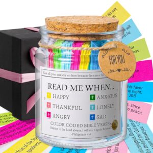 Bible Verse Jar, Read Me When Bible Verses Jar for Daily Encouragement, Christian Gifts for Women, Valentines Day Gifts For Him, Her, Birthday Gift for Mom, Prayer Cards With A...