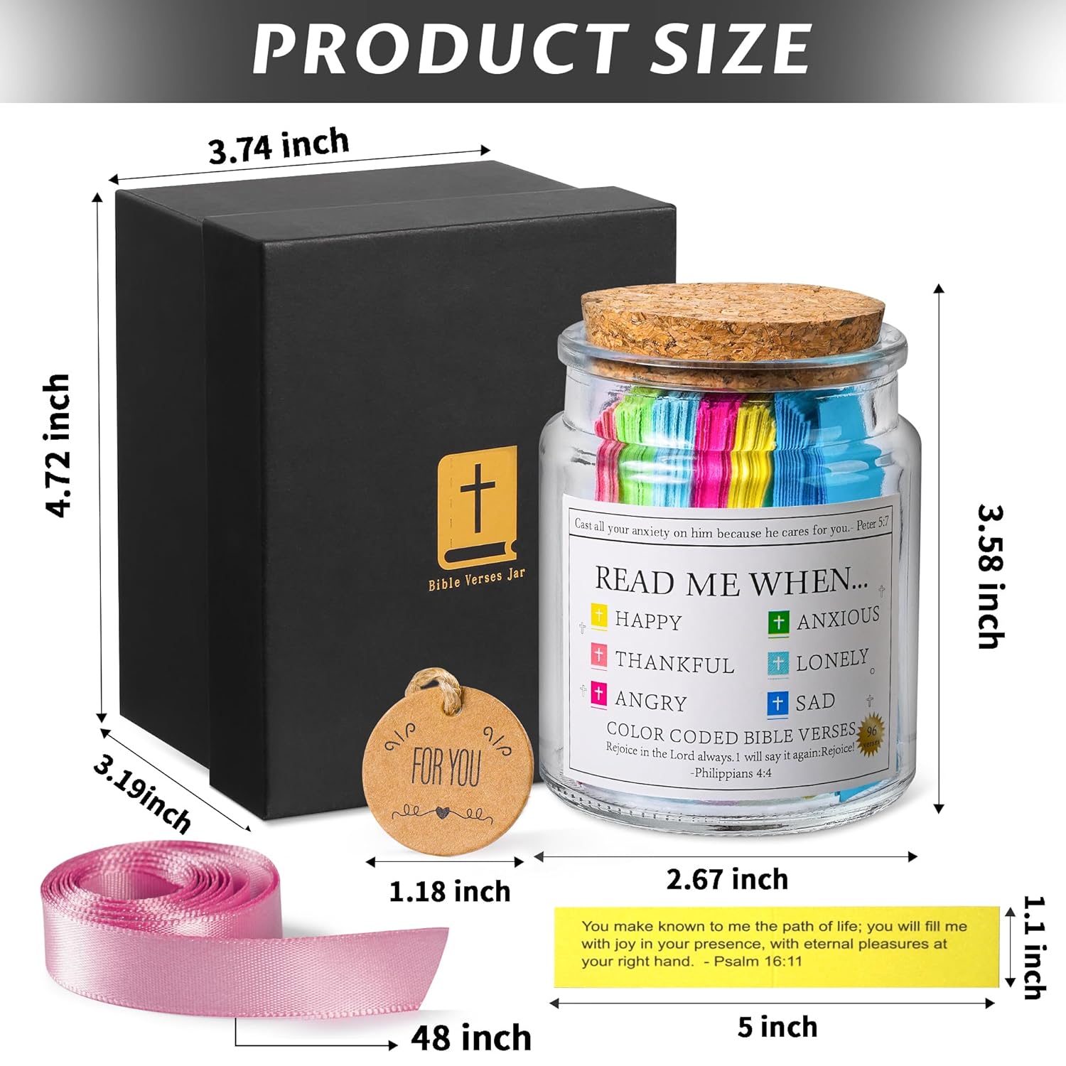 Bible Verse Jar, Read Me When Bible Verses Jar for Daily Encouragement, Christian Gifts for Women, Valentines Day Gifts For Him, Her, Birthday Gift for Mom, Prayer Cards With A...