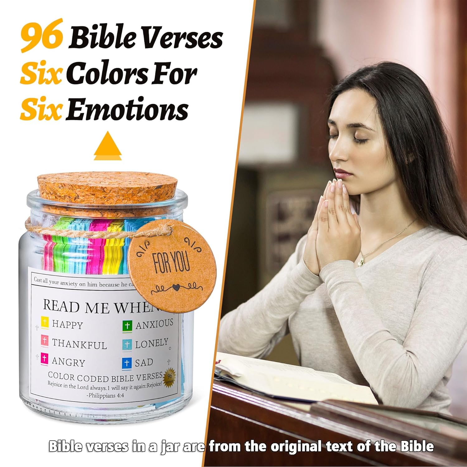 Bible Verse Jar, Read Me When Bible Verses Jar for Daily Encouragement, Christian Gifts for Women, Valentines Day Gifts For Him, Her, Birthday Gift for Mom, Prayer Cards With A...