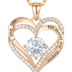 CDE Valentine's Day Gift Forever Love Heart Necklaces for Women, Wedding Anniversary, Birthday Mothers Christmas Day Gifts for Mom, Mother, Wife, S925 Silver Jewelry with...