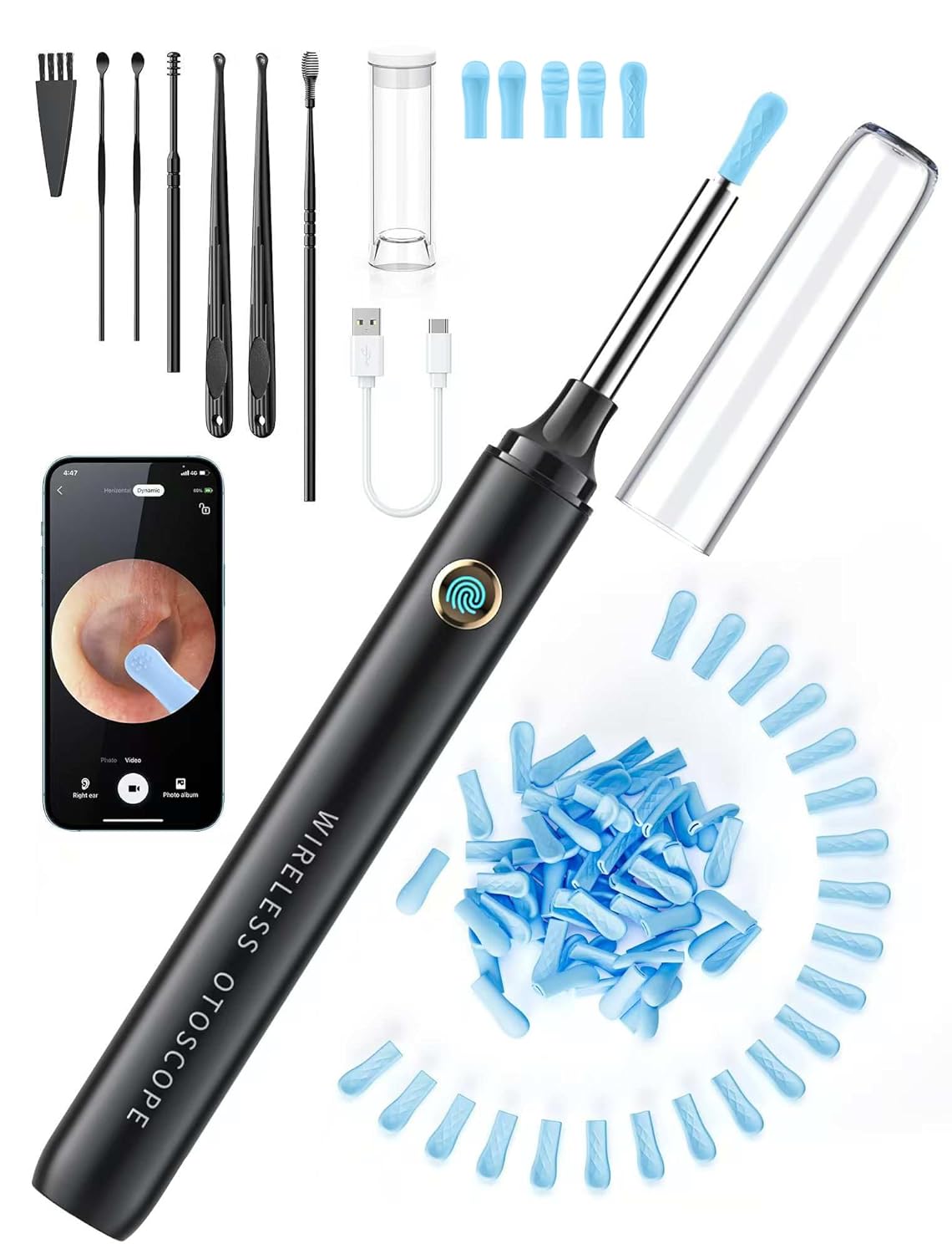 Ear Wax Removal Tool Camera - Ear Cleaner with 1080P HD Camera, FSA HSA Store Eligible, Otoscope with Light, Earwax Removal Kit with 50 Replacement Tips for iPhone, iPad,...