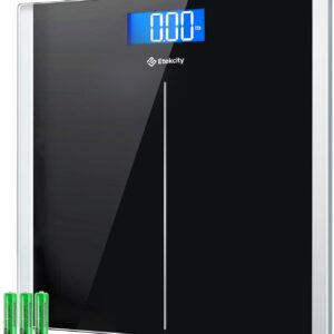 Etekcity Bathroom Scale for Body Weight, Highly Accurate Digital Electronic Weighing Machine for People, LCD Display, Large Size, 6mm Tempered Glass for Safe Home Use, Batteries...