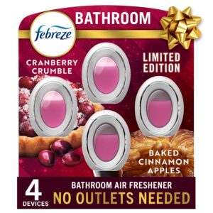 Febreze Bathroom Air Freshener, Odor-Fighting, Plug In Alternative, Air Fresheners for Home and Bathroom and Kitchen, Closet Air Fresheners, Baked Cinnamon Apples & Cranberry...