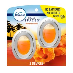 Febreze Small Spaces Air Freshener, Odor-Fighting, Plug In Alternative, Air Fresheners for Home and Bathroom and Kitchen, Closet Air Fresheners, Hawaiian Aloha Scent, 2 Count