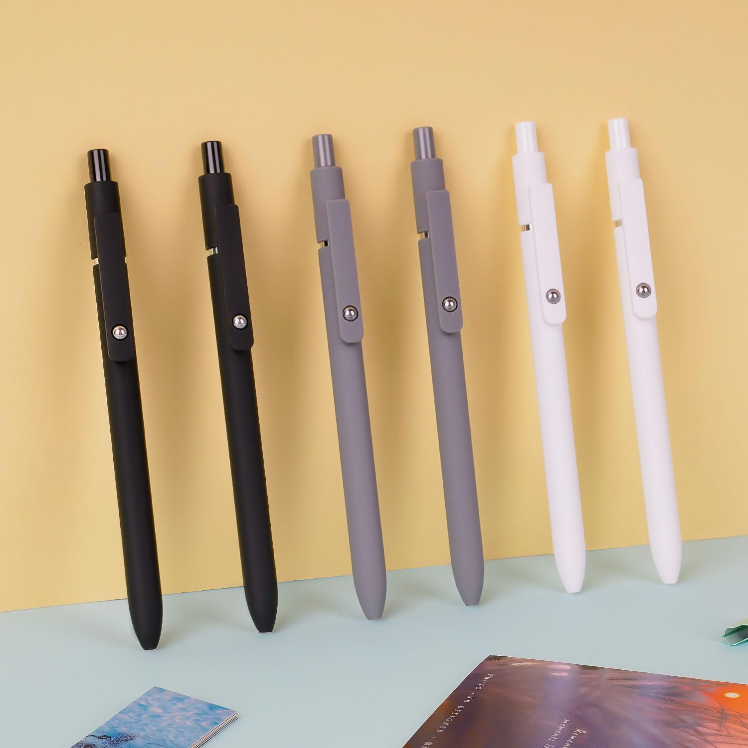 FIOVER Gel Pens, 6pcs 0.5mm Fine Point Black Ink, Smooth Writing Pens for Journaling, Nurse Aesthetic Cute Office School Supplies, Gifts for Women and Men(6Pcs Black White...