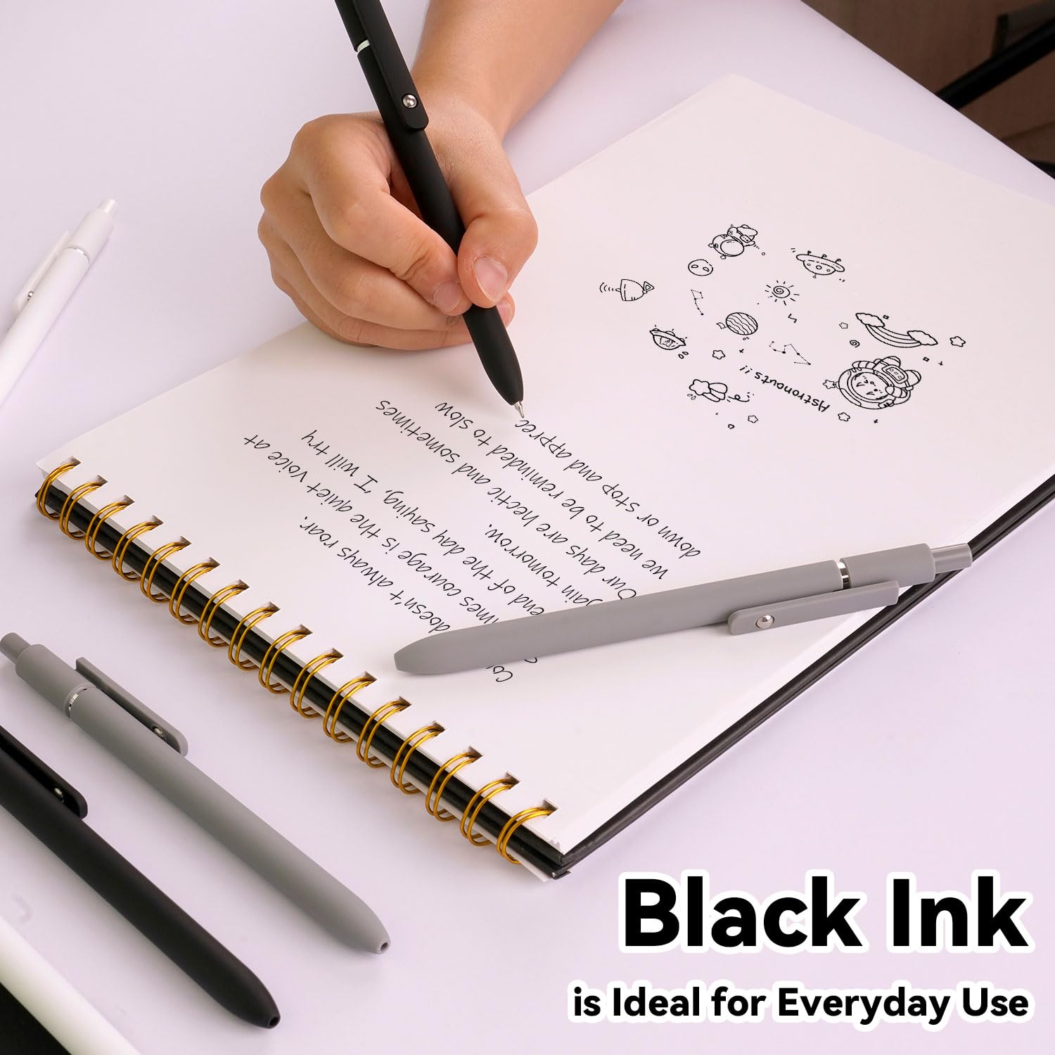 FIOVER Gel Pens, 6pcs 0.5mm Fine Point Black Ink, Smooth Writing Pens for Journaling, Nurse Aesthetic Cute Office School Supplies, Gifts for Women and Men(6Pcs Black White...