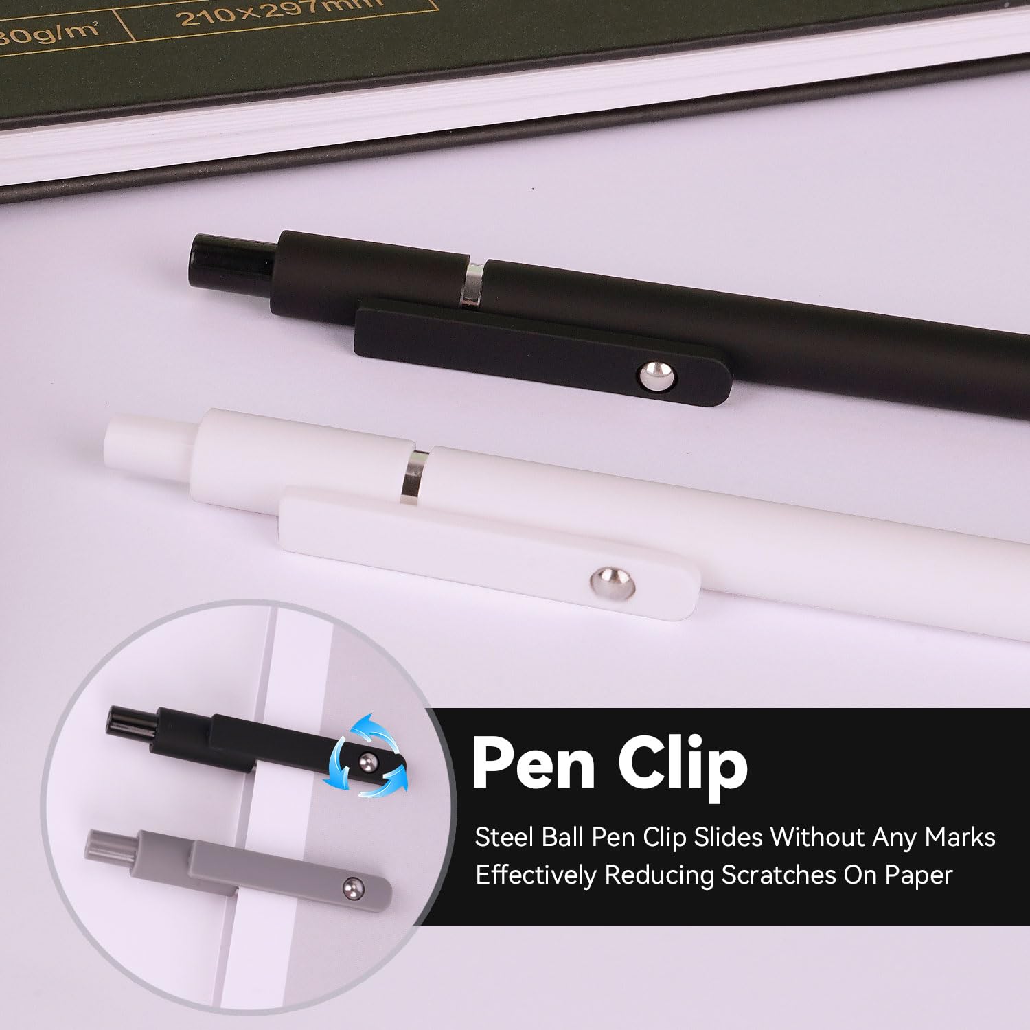 FIOVER Gel Pens, 6pcs 0.5mm Fine Point Black Ink, Smooth Writing Pens for Journaling, Nurse Aesthetic Cute Office School Supplies, Gifts for Women and Men(6Pcs Black White...