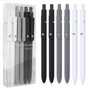 FIOVER Gel Pens, 6pcs 0.5mm Fine Point Black Ink, Smooth Writing Pens for Journaling, Nurse Aesthetic Cute Office School Supplies, Gifts for Women and Men(6Pcs Black White...