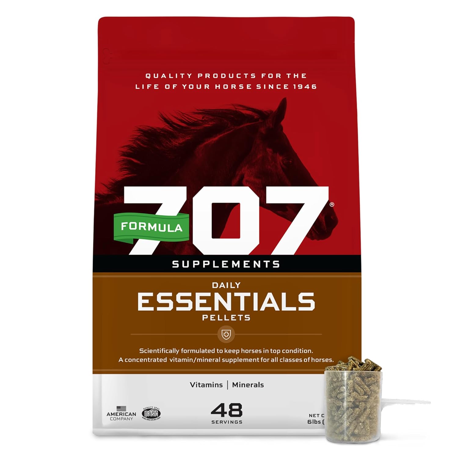 Formula 707 Daily Essentials Equine Supplement, 6 lb Bag – Complete Vitamins and Minerals for Superior Health and Condition in Horses