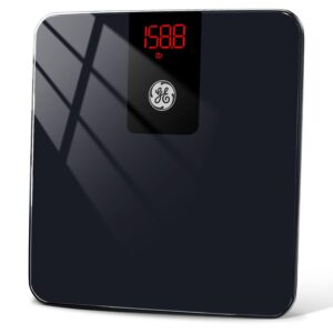 GE Digital Bathroom Scale for Weight, Smart Bluetooth Body Weight and BMI, Electronic Black Weighing Scale for Bath Home, Accurate 400lb Capacity