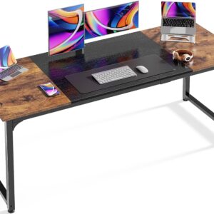 Huuger Computer Desk, 63 Inch Office Desk, Gaming Desk with Storage, Writing Desk Work Desk for Home Office, Study, Modern Simple Desk, Large Legroom, Metal Frame, Rustic Brown...