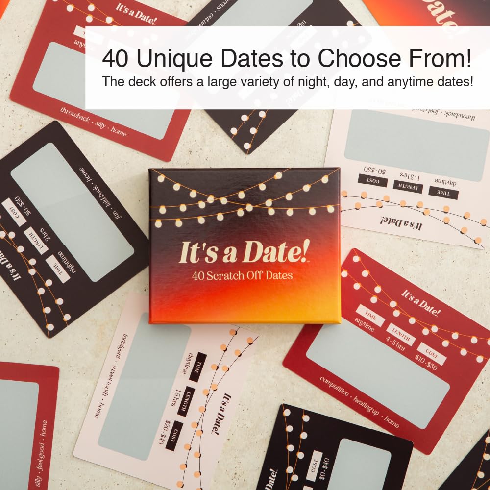 It's a Date!, 40 Fun and Romantic Scratch Off Date Night Ideas for Him, Her, Girlfriend, Boyfriend, Wife, Husband & Couples, Valentine's Gift for Men and Women