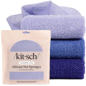 Kitsch African Net Sponge – Exfoliating Body Scrubber for Cleansing & Gentle Daily Exfoliation – Stretchable Bath Sponge for Hard-to-Reach Areas, Long-Lasting Shower Essential -...