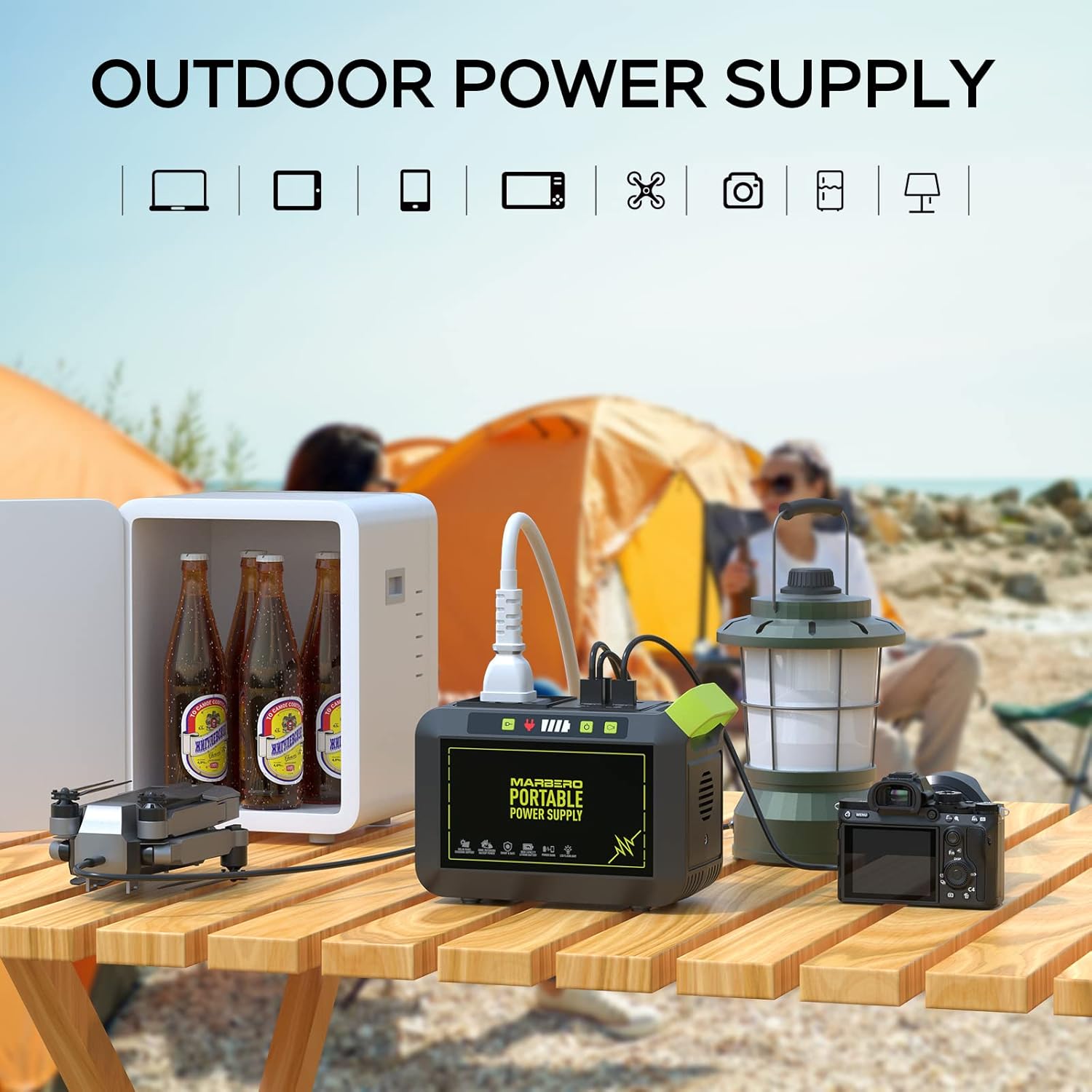 MARBERO Portable Power Station 88Wh Camping Lithium Battery Solar Generator Fast Charging with AC Outlet 120W Peak Power Bank(Solar Panel Optional) for Home Backup Outdoor...