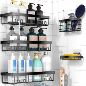 Moforoco Adhesive Shower Caddy Organizer Shelves Rack - 5 Pack Corner Bathroom Storage Organization, Home & Kitchen Decor Inside RV Accessories, Hanging First Apartment...