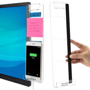 Office Desk Accessories 2pcs Computer Monitor Memo Board Multifunction Message Board Transparent Creative Monitor Side Panel with Sticky Note Holder Phone Holder Suitable for...