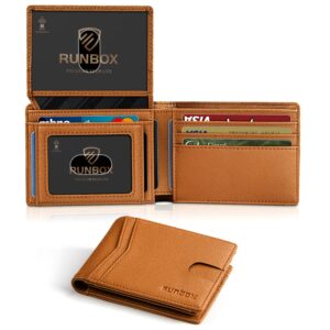 RUNBOX Wallet for Men Slim Rfid Leather 2 ID Window With Gift Box | Slim, Rfid, 2 ID Window, With Gift Box, Slim, Rfid