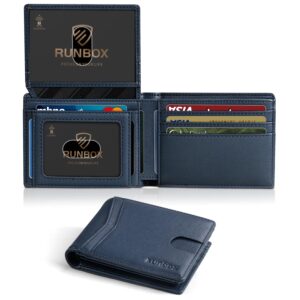 RUNBOX Wallet for Men Slim Rfid Leather 2 ID Window With Gift Box | Slim, Rfid, 2 ID Window, With Gift Box, Slim, Rfid