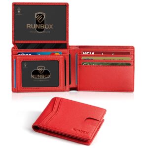 RUNBOX Wallet for Men Slim Rfid Leather 2 ID Window With Gift Box | Slim, Rfid, 2 ID Window, With Gift Box, Slim, Rfid