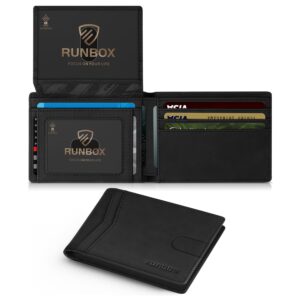 RUNBOX Wallet for Men Slim Rfid Leather 2 ID Window With Gift Box | Slim, Rfid, 2 ID Window, With Gift Box, Slim, Rfid