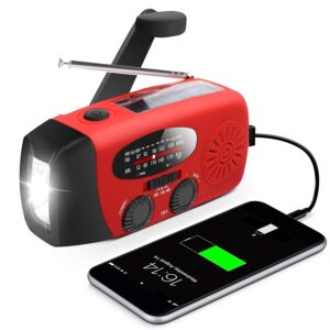 RunningSnail Emergency Hand Crank Radio With LED Flashlight For Emergency, AM/FM NOAA Portable Weather Radio With 2000mAh Power Bank Phone Charger, USB Charged & Solar Power For...