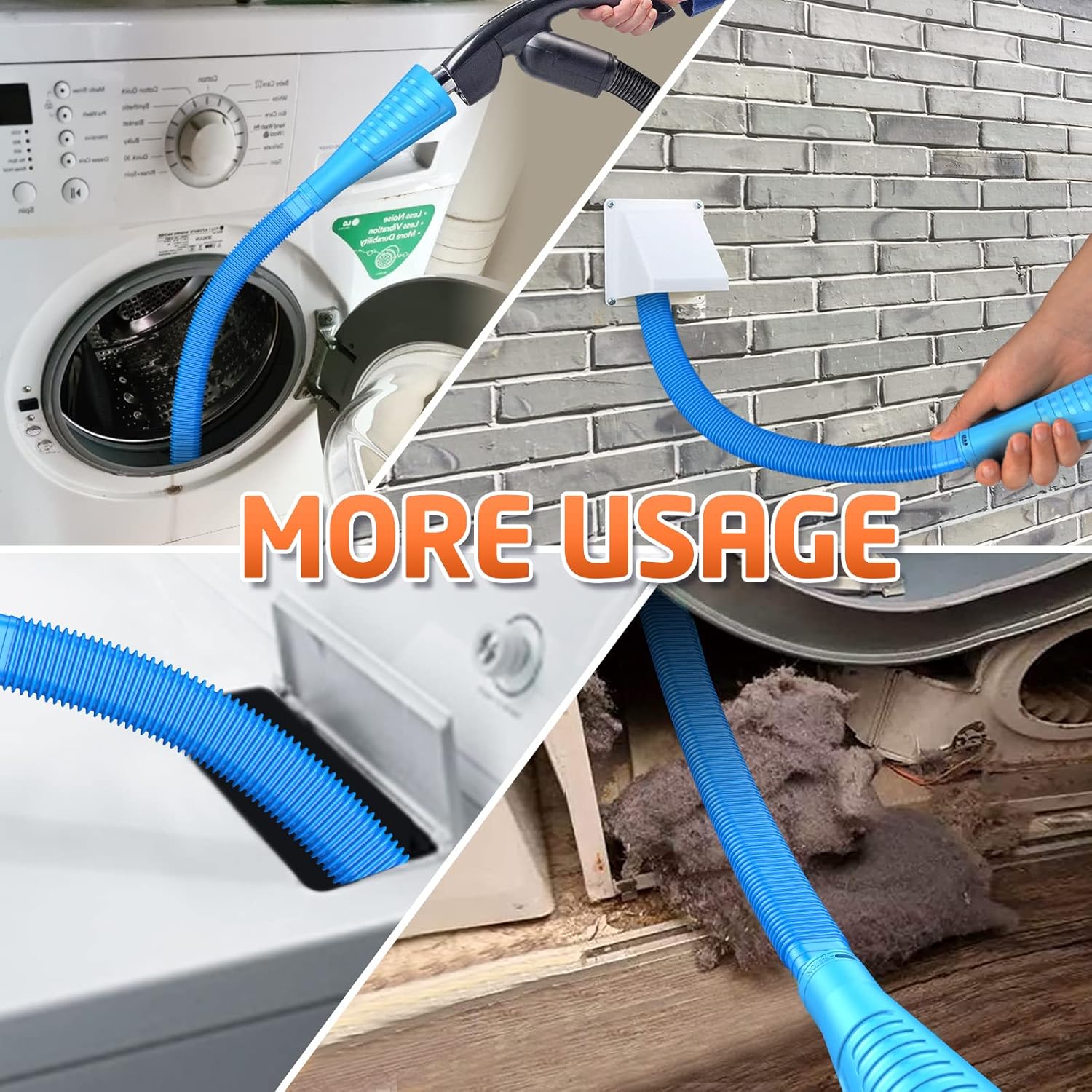 Sealegend 2 Pieces Dryer Vent Cleaner Kit Dryer Lint Vacuum Attachment, Dryer Vent Cleaning Lint Remover 2 Hoses Tools for Home Improvement